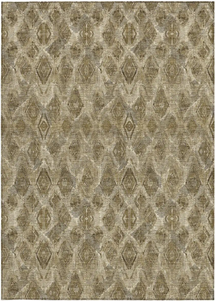 Brown Beige And Tan Geometric Washable Indoor Outdoor Area Rug Photo 6