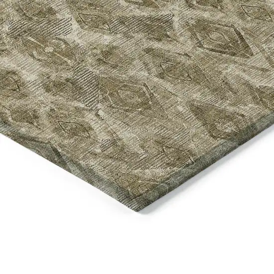Brown Beige And Tan Geometric Washable Indoor Outdoor Area Rug Photo 5