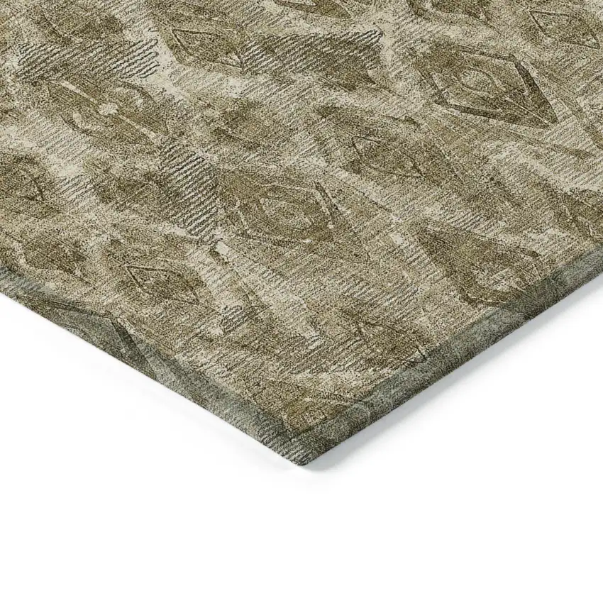 Brown Beige And Tan Geometric Washable Indoor Outdoor Area Rug Photo 5