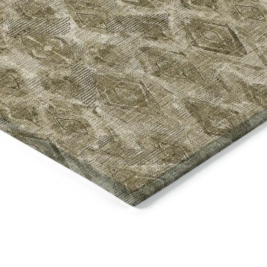 Brown Beige And Tan Geometric Washable Indoor Outdoor Area Rug Photo 5