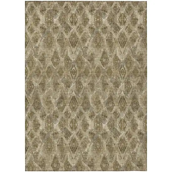 Brown Beige And Tan Geometric Washable Indoor Outdoor Area Rug Photo 2