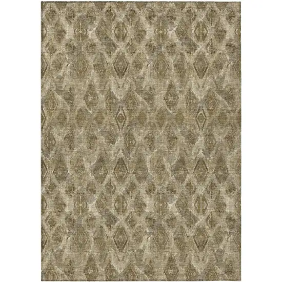 Brown Beige And Tan Geometric Washable Indoor Outdoor Area Rug Photo 2
