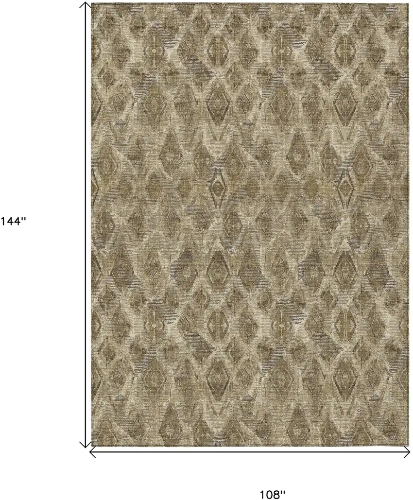 Brown Beige And Tan Geometric Washable Indoor Outdoor Area Rug Photo 3