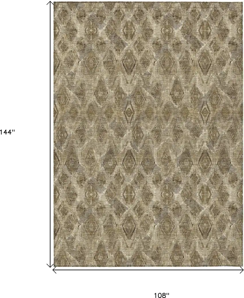 Brown Beige And Tan Geometric Washable Indoor Outdoor Area Rug Photo 3