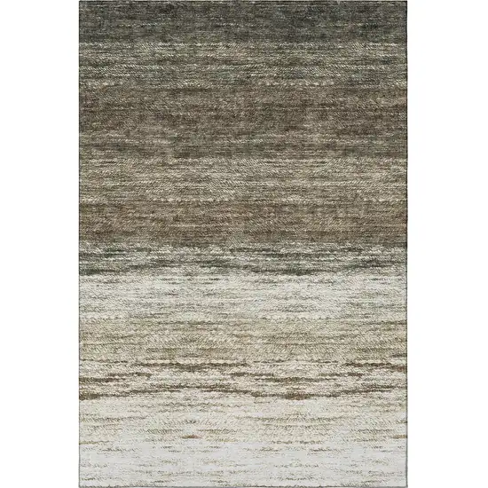 Brown Beige And Tan Ombre Washable Area Rug With UV Protection Photo 3