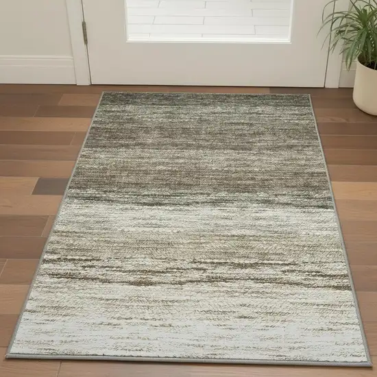 Brown Beige And Tan Ombre Washable Area Rug With UV Protection Photo 2