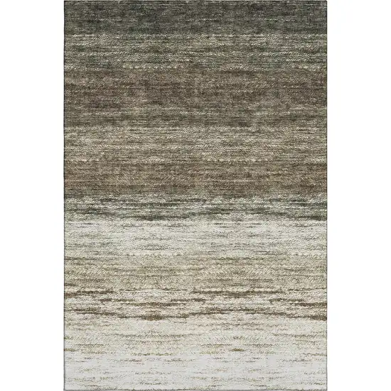 Brown Beige And Tan Ombre Washable Area Rug With UV Protection Photo 1