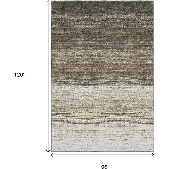 Brown Beige And Tan Ombre Washable Area Rug With UV Protection Photo 3