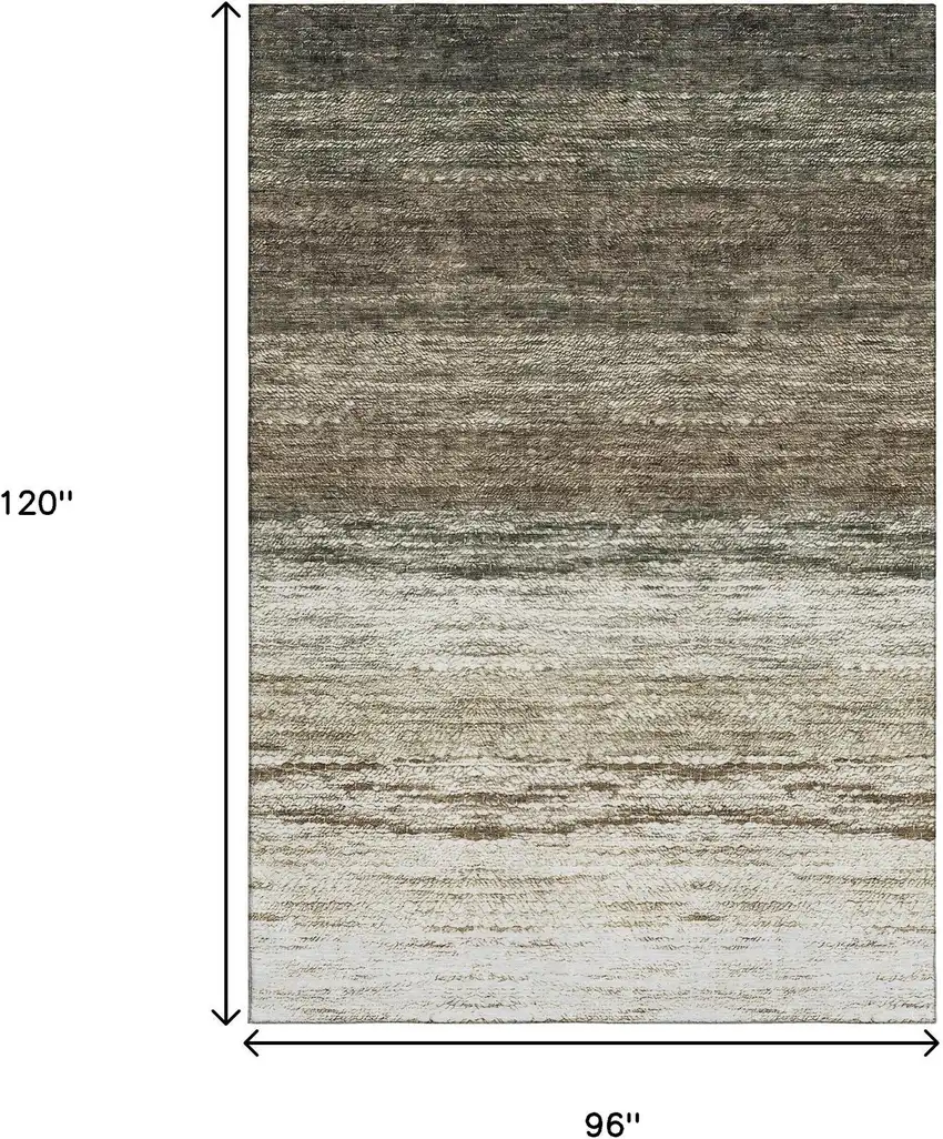 Brown Beige And Tan Ombre Washable Area Rug With UV Protection Photo 3
