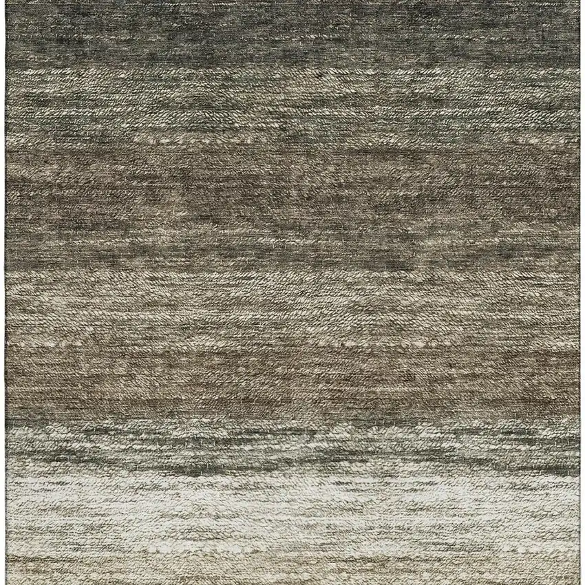Brown Beige And Tan Ombre Washable Area Rug With UV Protection Photo 4