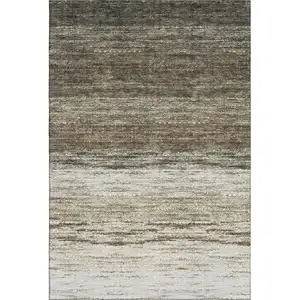 Photo of Brown Beige And Tan Ombre Washable Area Rug With UV Protection