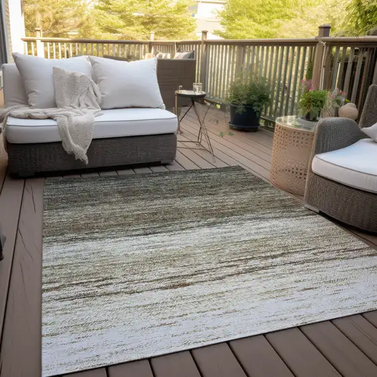Brown Beige And Tan Ombre Washable Indoor Outdoor Area Rug Photo 7