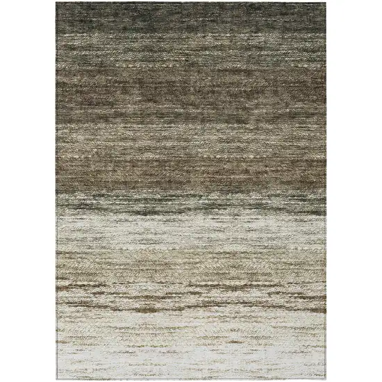 Brown Beige And Tan Ombre Washable Indoor Outdoor Area Rug Photo 2