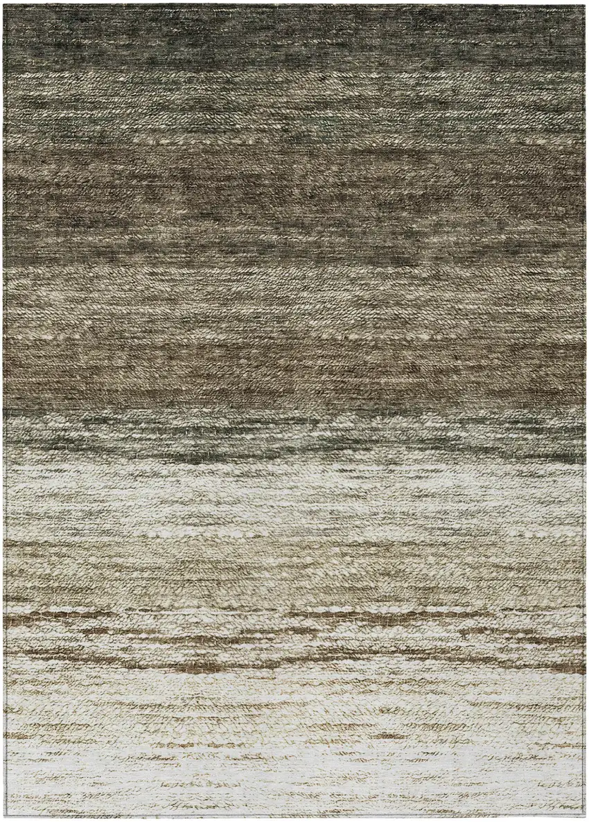 Brown Beige And Tan Ombre Washable Indoor Outdoor Area Rug Photo 2