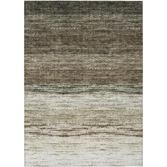 Brown Beige And Tan Ombre Washable Indoor Outdoor Area Rug Photo 2