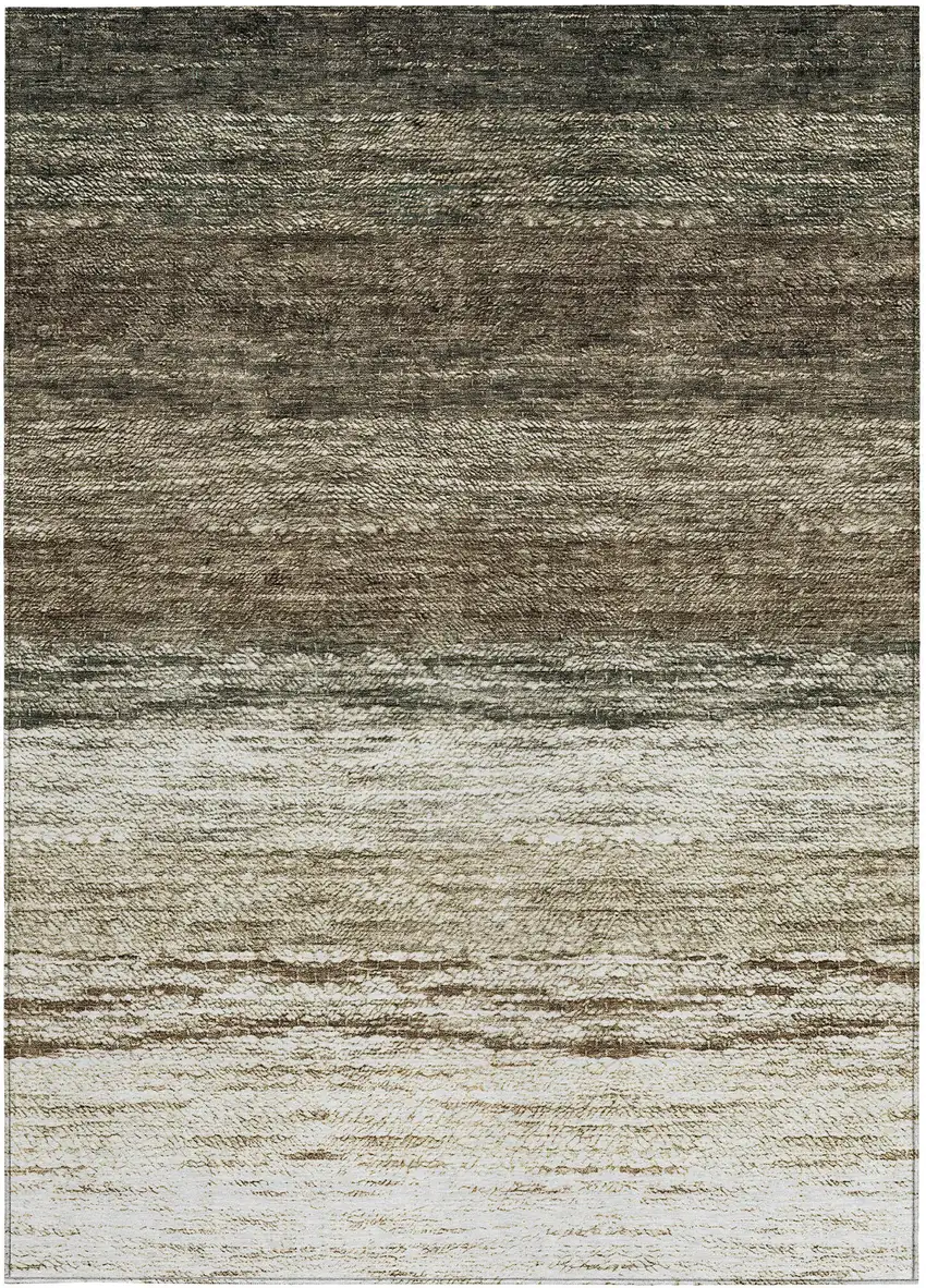 Brown Beige And Tan Ombre Washable Indoor Outdoor Area Rug Photo 6