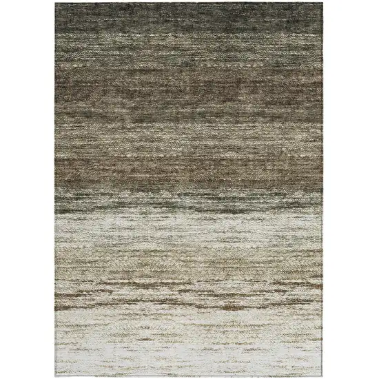 Brown Beige And Tan Ombre Washable Indoor Outdoor Area Rug Photo 6