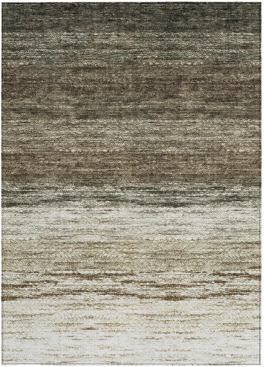 Brown Beige And Tan Ombre Washable Indoor Outdoor Area Rug Photo 6