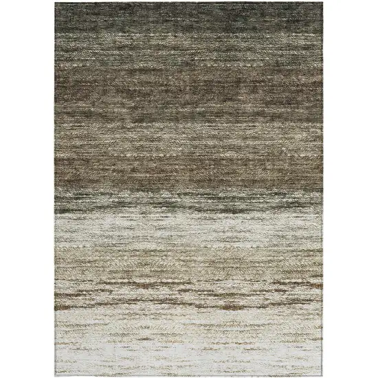 Brown Beige And Tan Ombre Washable Indoor Outdoor Area Rug Photo 6
