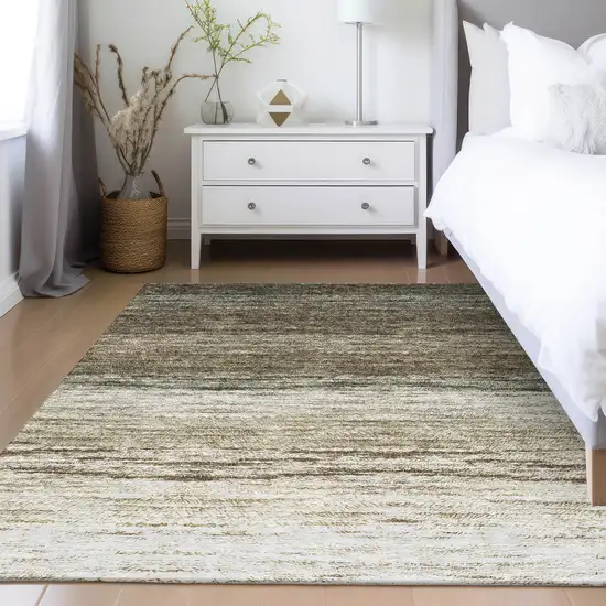 Brown Beige And Tan Ombre Washable Indoor Outdoor Area Rug Photo 8