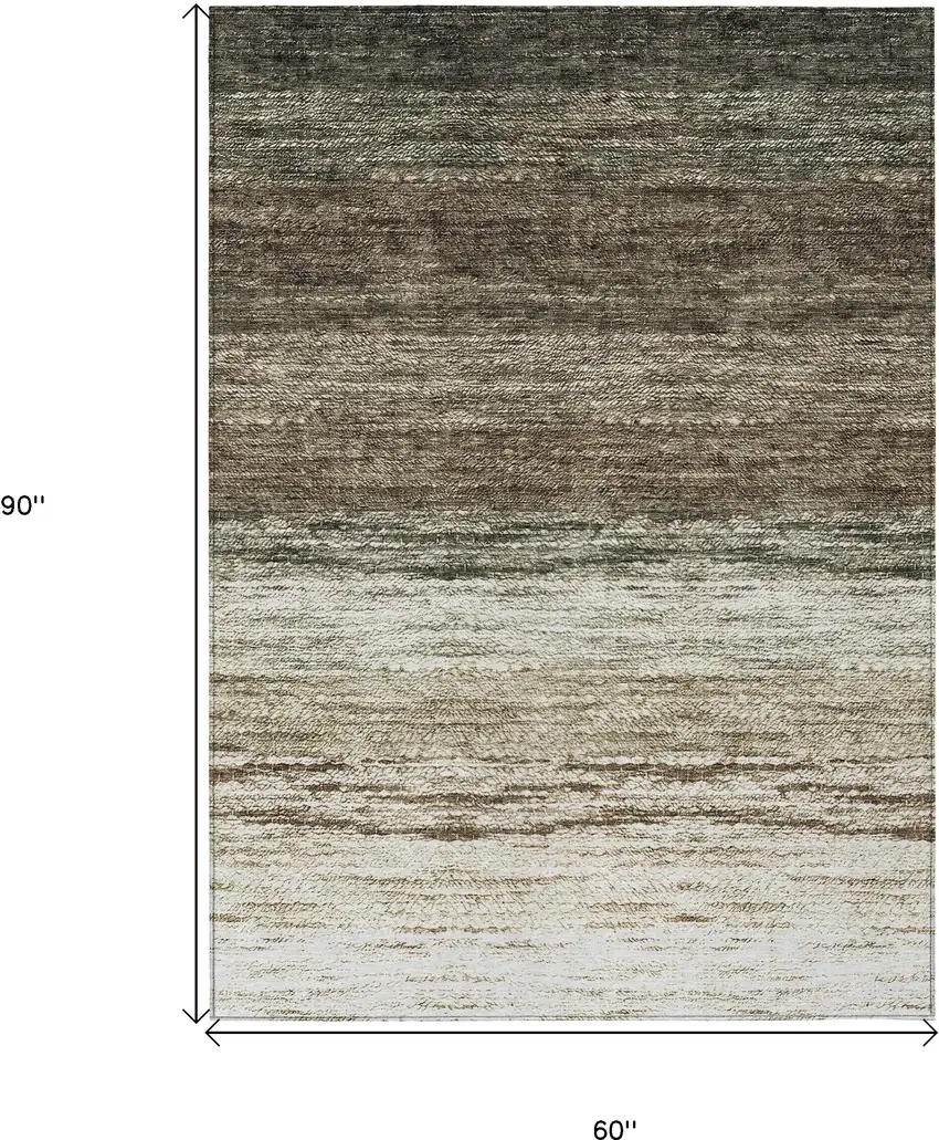 Brown Beige And Tan Ombre Washable Indoor Outdoor Area Rug Photo 3