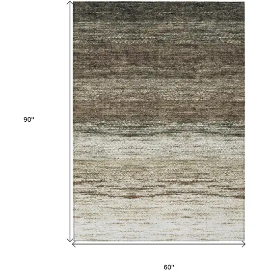 Brown Beige And Tan Ombre Washable Indoor Outdoor Area Rug Photo 3