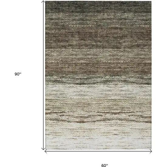 Brown Beige And Tan Ombre Washable Indoor Outdoor Area Rug Photo 3