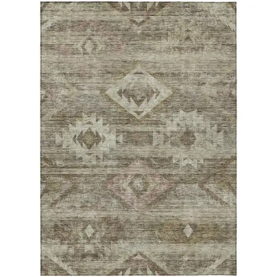 Brown Beige And Tan Southwestern Washable Indoor Outdoor Area Rug Photo 2