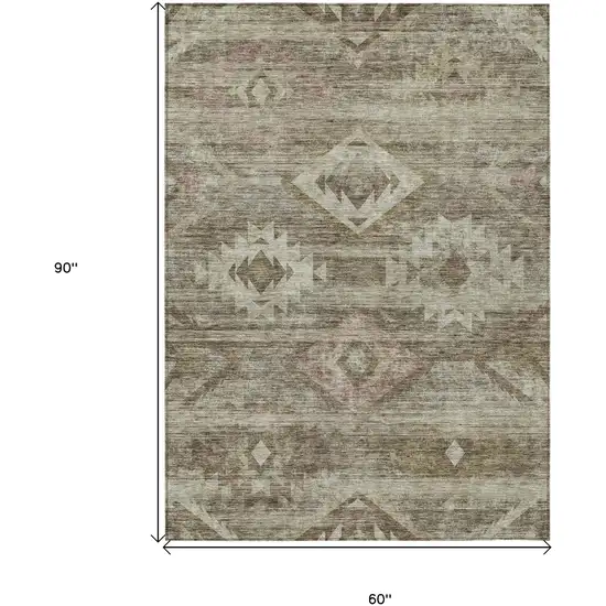 Brown Beige And Tan Southwestern Washable Indoor Outdoor Area Rug Photo 3