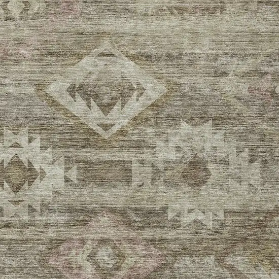 Brown Beige And Tan Southwestern Washable Indoor Outdoor Area Rug Photo 6