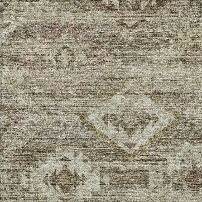 Brown Beige And Tan Southwestern Washable Indoor Outdoor Area Rug Photo 6