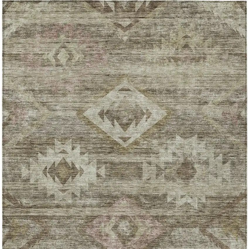 Brown Beige And Tan Southwestern Washable Indoor Outdoor Area Rug Photo 7