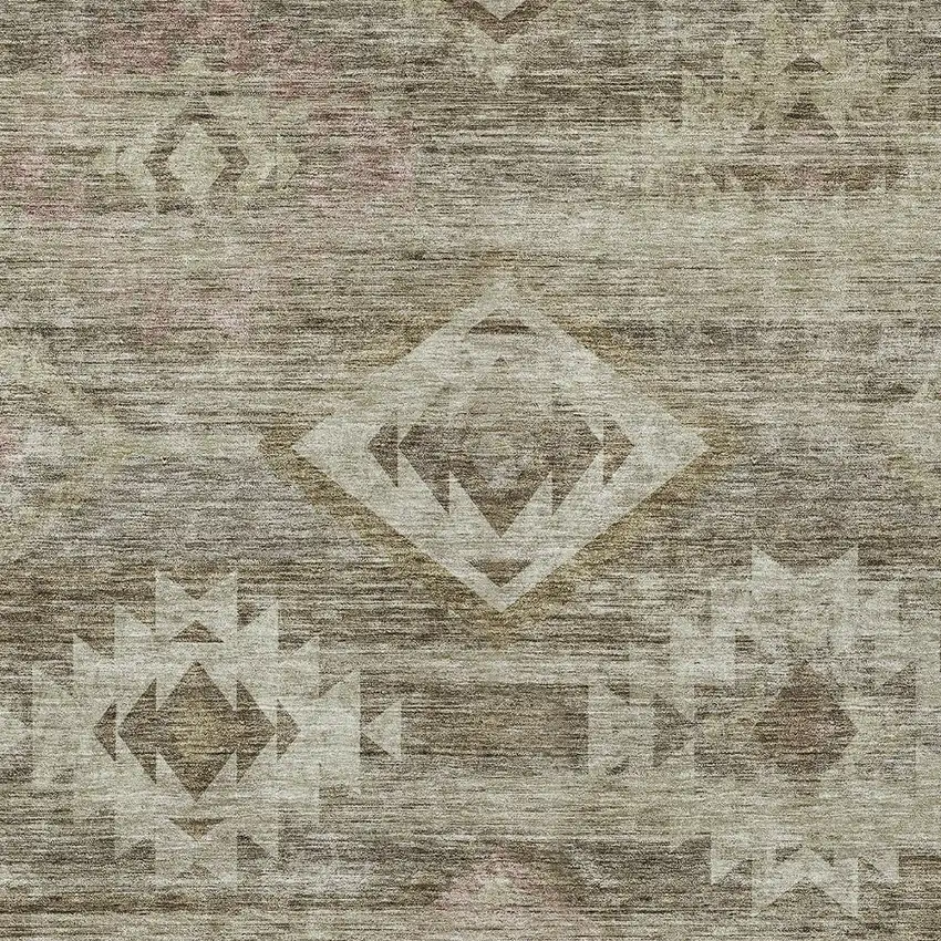 Brown Beige And Tan Southwestern Washable Indoor Outdoor Area Rug Photo 6
