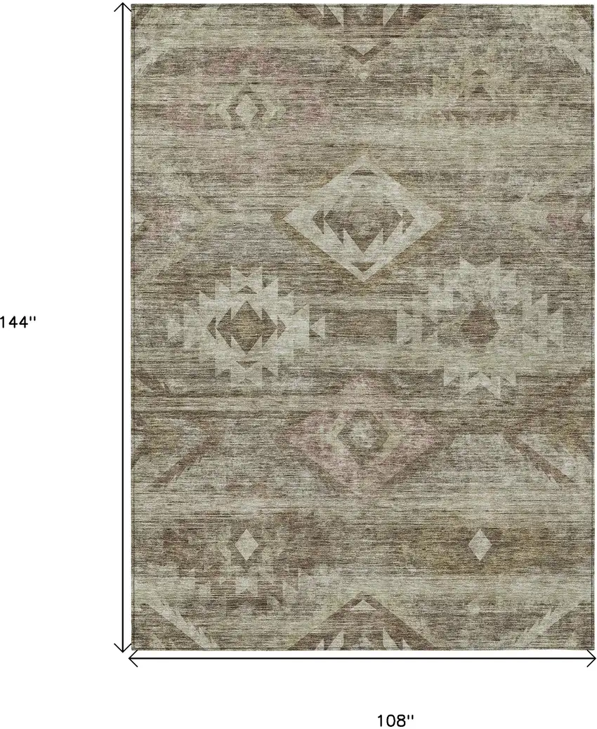 Brown Beige And Tan Southwestern Washable Indoor Outdoor Area Rug Photo 3