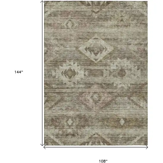 Brown Beige And Tan Southwestern Washable Indoor Outdoor Area Rug Photo 3