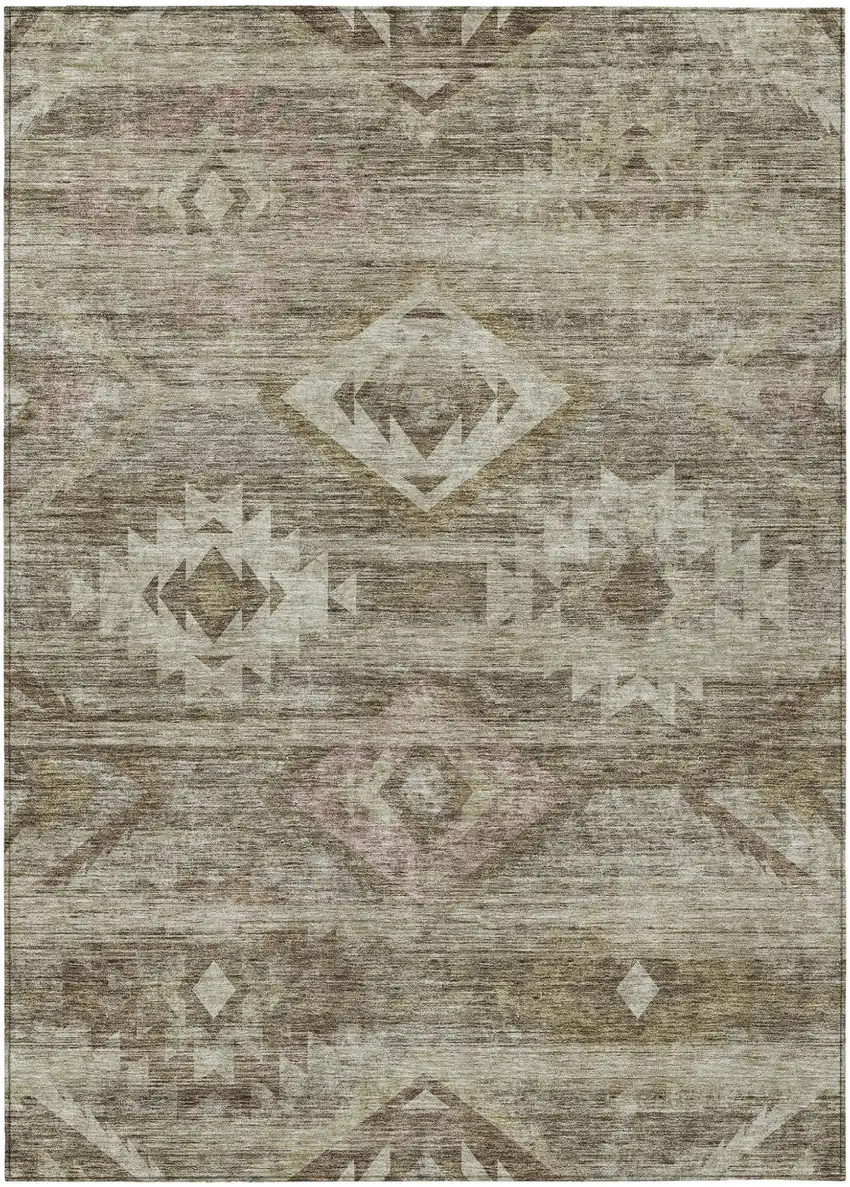 Brown Beige And Tan Southwestern Washable Indoor Outdoor Area Rug Photo 2