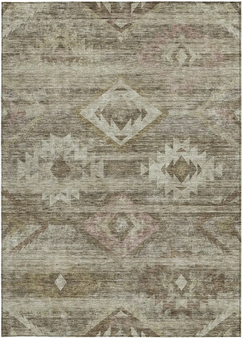 Brown Beige And Tan Southwestern Washable Indoor Outdoor Area Rug Photo 6