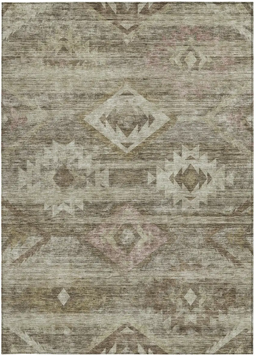 Brown Beige And Tan Southwestern Washable Indoor Outdoor Area Rug Photo 6