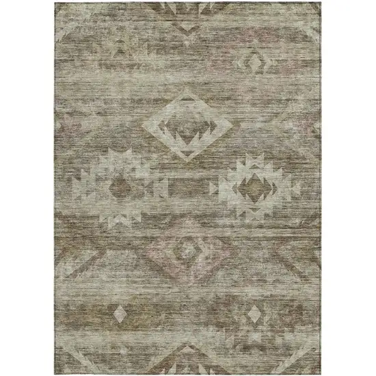 Brown Beige And Tan Southwestern Washable Indoor Outdoor Area Rug Photo 6