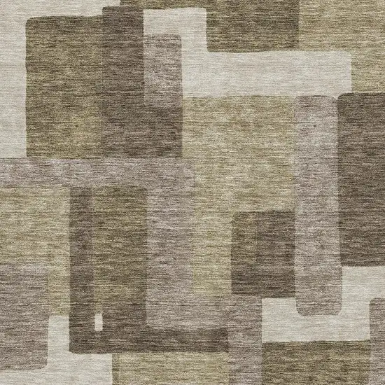 Brown Beige And Taupe Abstract Geometric Washable Area Rug With UV Protection Photo 3