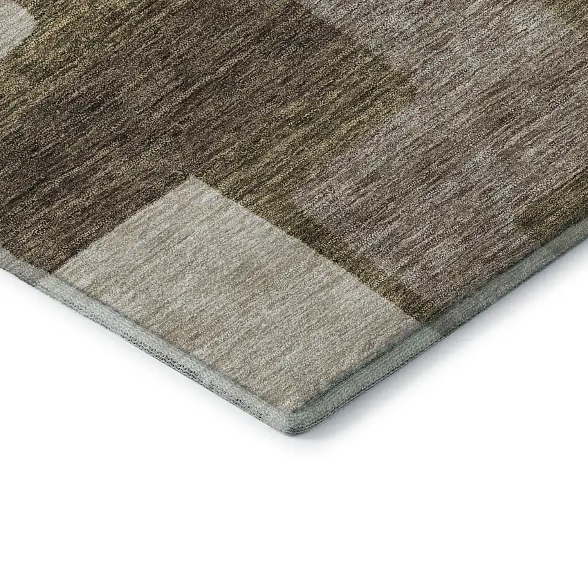 Brown Beige And Taupe Abstract Geometric Washable Area Rug With UV Protection Photo 7