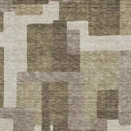 Brown Beige And Taupe Abstract Geometric Washable Area Rug With UV Protection Photo 3