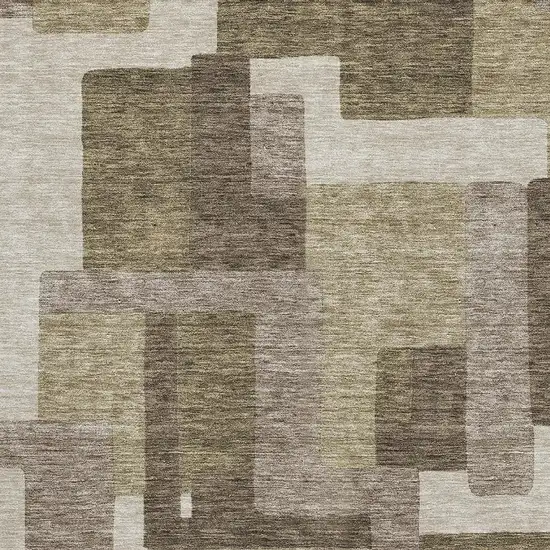 Brown Beige And Taupe Abstract Geometric Washable Area Rug With UV Protection Photo 3