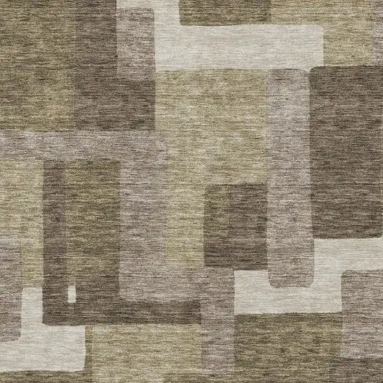 Brown Beige And Taupe Abstract Geometric Washable Area Rug With UV Protection Photo 3