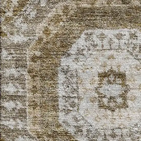 Brown Beige And Taupe Abstract Geometric Washable Area Rug With UV Protection Photo 3