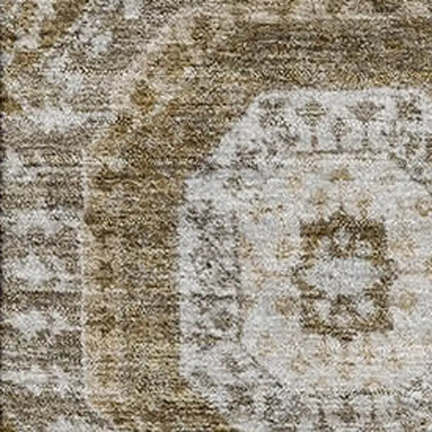 Brown Beige And Taupe Abstract Geometric Washable Area Rug With UV Protection Photo 3