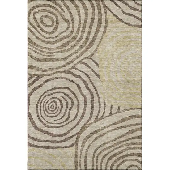 Brown Beige And Taupe Abstract Washable Area Rug With UV Protection Photo 3