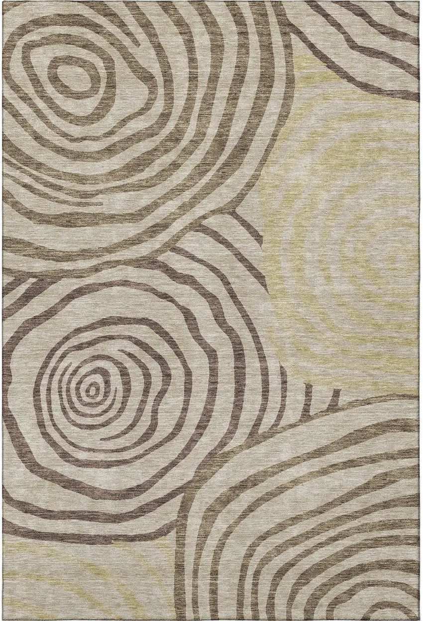 Brown Beige And Taupe Abstract Washable Area Rug With UV Protection Photo 3