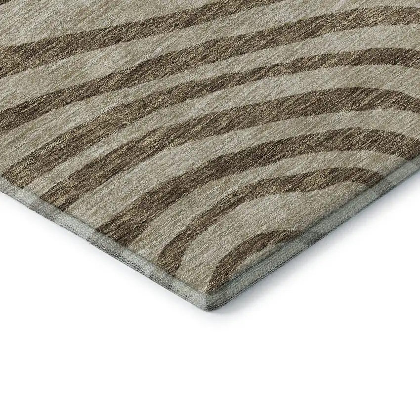 Brown Beige And Taupe Abstract Washable Area Rug With UV Protection Photo 7