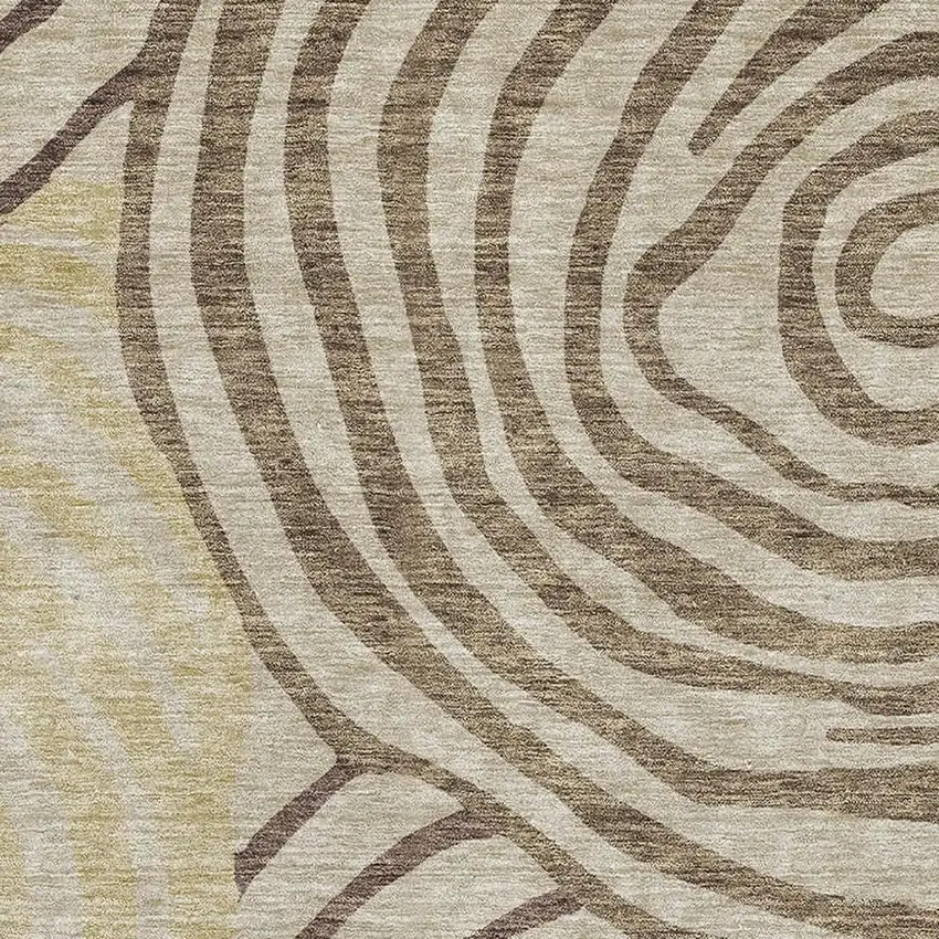 Brown Beige And Taupe Abstract Washable Area Rug With UV Protection Photo 3